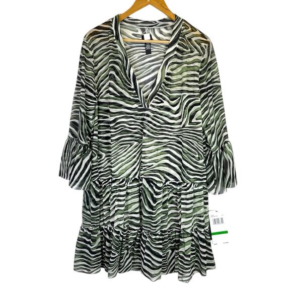 Coco Reef Enchant Zebra print Tiered Swim Dress cover up - L - Picture 3 of 11